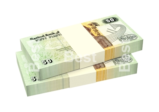 Egyptian piastre bills isolated on white background