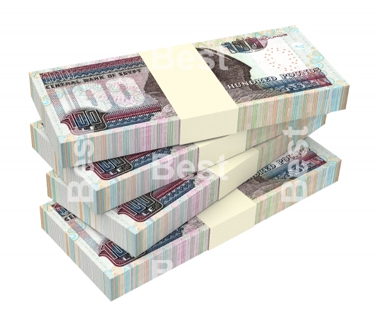 Egyptian pounds bills isolated on white background