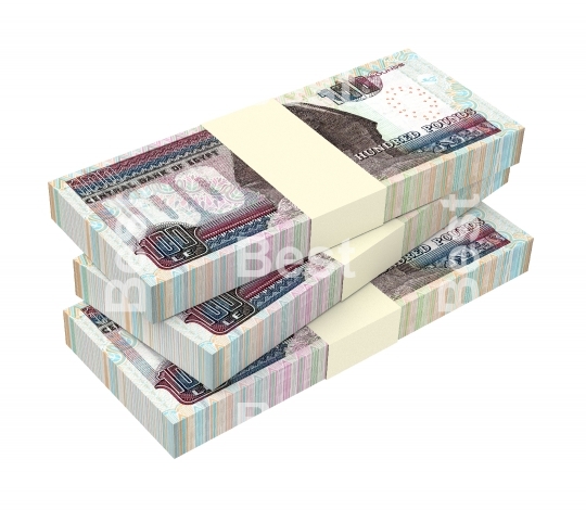 Egyptian pounds bills isolated on white background