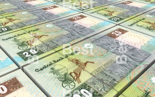 Egyptian pounds bills stacks background