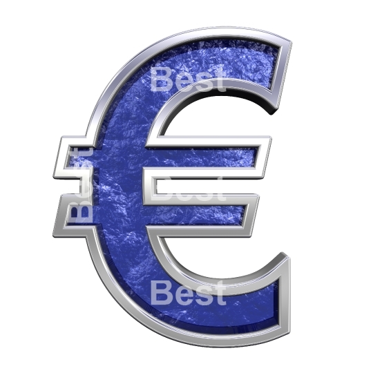 Euro sign from blue glass cast alphabet set