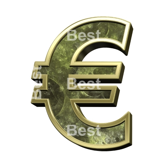 Euro sign from fractal alphabet set isolated over white.