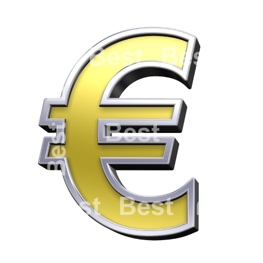 Euro sign from gold with chrome frame alphabet set