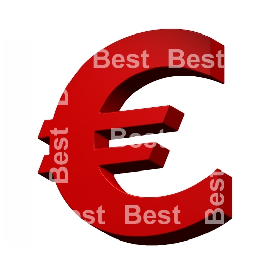 Euro sign from red alphabet set, isolated on white