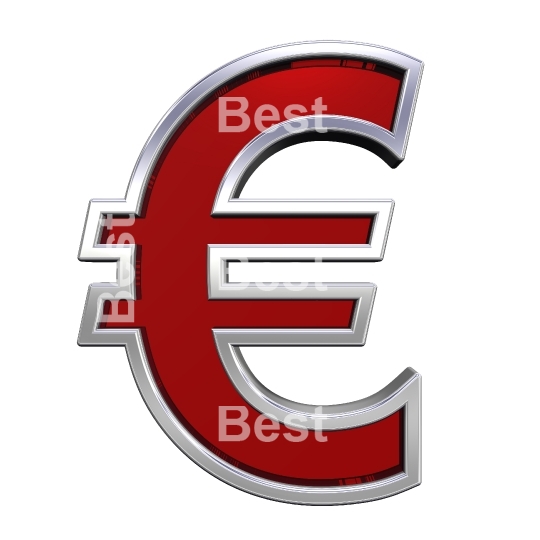 Euro sign from ruby with chrome frame alphabet set