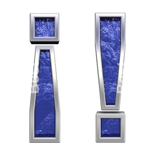 Exclamation mark from blue glass cast alphabet set