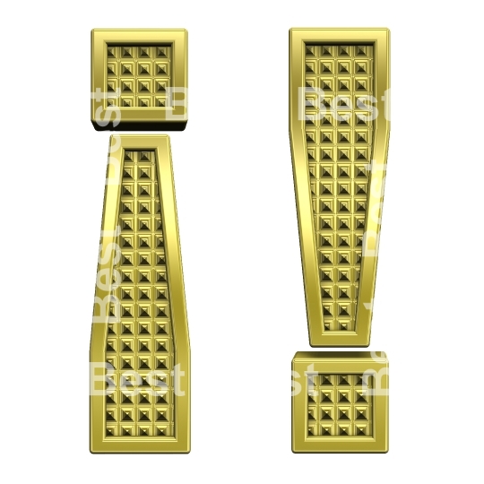 Exclamation mark from knurled gold alphabet set