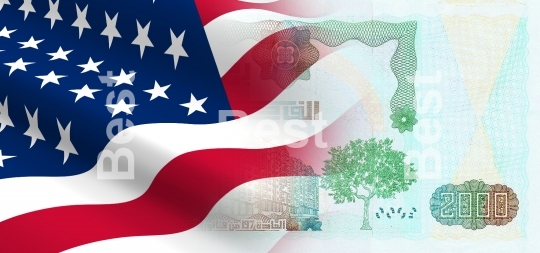 Flag of the United States with Algerian money