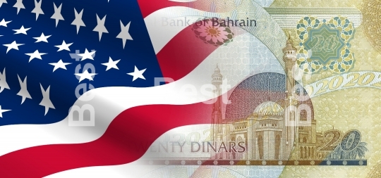 Flag of the United States with Bahraini money