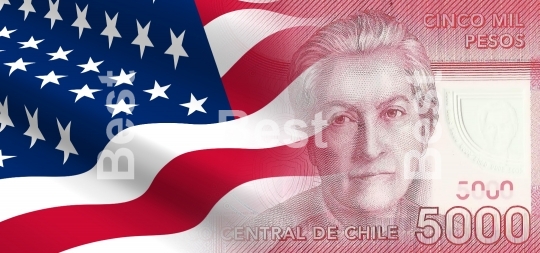 Flag of the United States with Chilean money