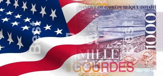 Flag of the United States with Haitian money