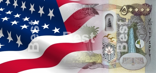 Flag of the United States with Iraqi money