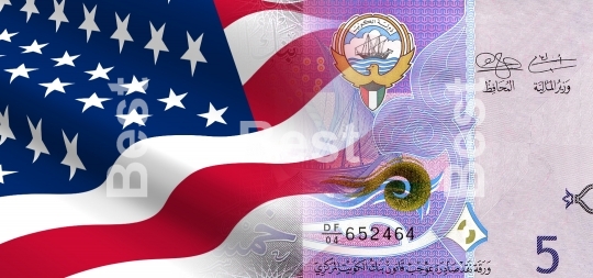 Flag of the United States with Kuwait money