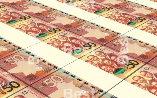 Ghanaian cedi bills stacks background