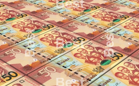 Ghanaian cedi bills stacks background