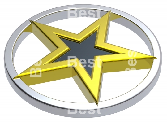 Gold star in a chrome circle