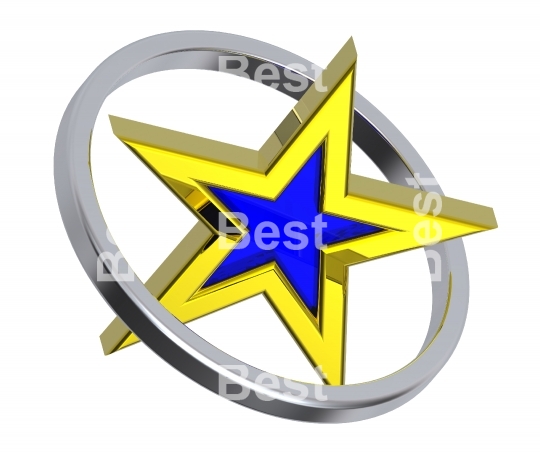 Gold star in a chrome circle