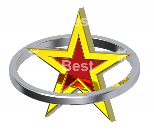 Gold star in a chrome circle