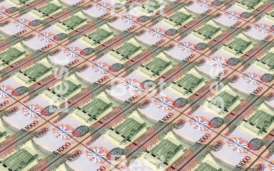 Guyanese dollar dollar bills stacked background