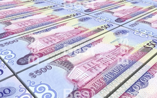 Guyanese dollars bills stacks background