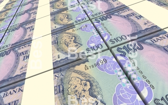 Guyanese dollars bills stacks background