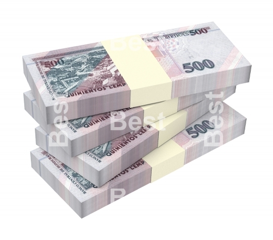 Honduras lempira bills isolated on white background