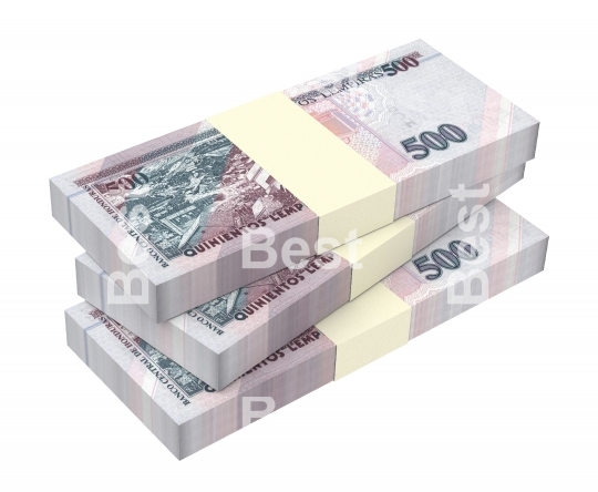 Honduras lempira bills isolated on white background