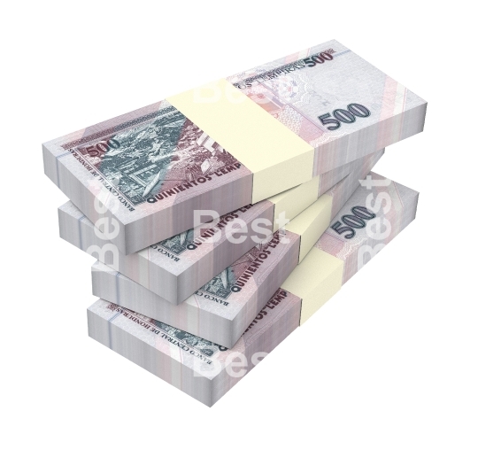 Honduras lempira bills isolated on white background