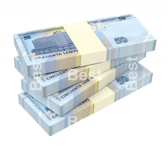 Honduras lempira bills isolated on white background