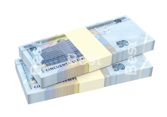 Honduras lempira bills isolated on white background