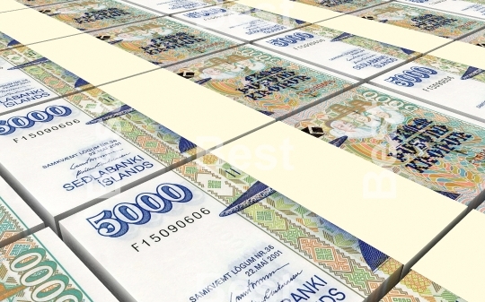 Icelandic krona bills stacks background