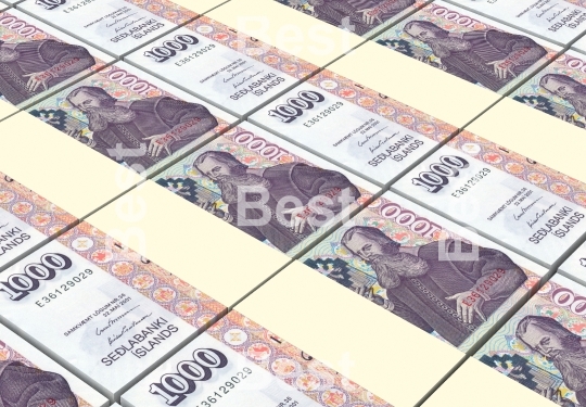 Icelandic krona bills stacks background