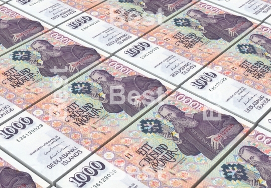 Icelandic krona bills stacks background