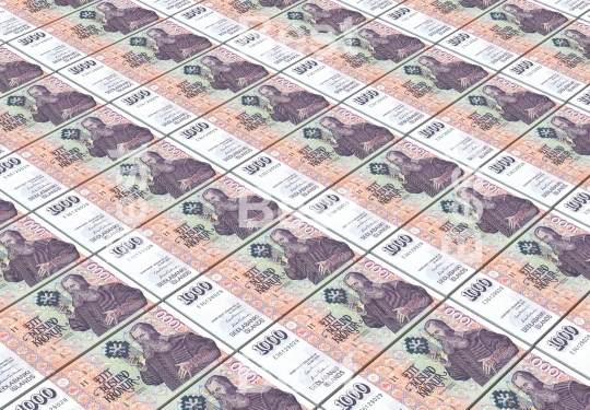 Icelandic krona bills stacks background