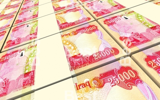 Iraqi dinars bills stacked background