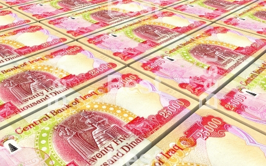 Iraqi dinars bills stacked background