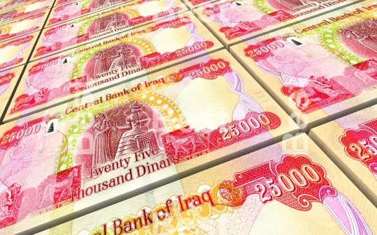 Iraqi dinars bills stacked background