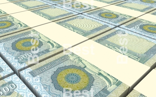 Iraqi dinars bills stacked background