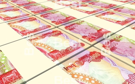 Iraqi dinars bills stacked background