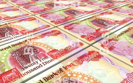 Iraqi dinars bills stacked background