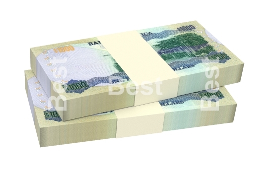 Jamaican dollar bills isolated on white background