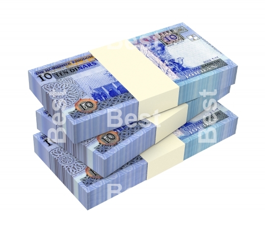 Jordanian dinars bills isolated on white background