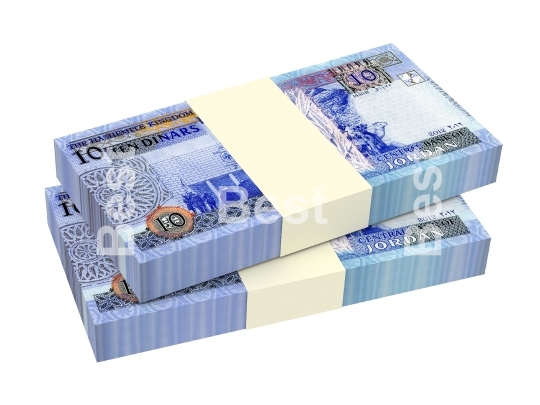 Jordanian dinars bills isolated on white background