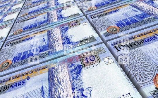 Jordanian dinars bills stacked background