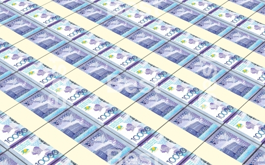 Kazakhstan tenge bills stacked background