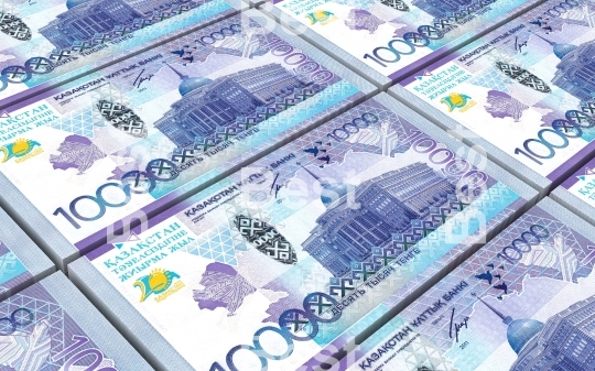 Kazakhstan tenge bills stacked background