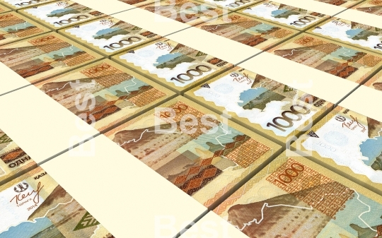 Kazakhstan tenge bills stacked background