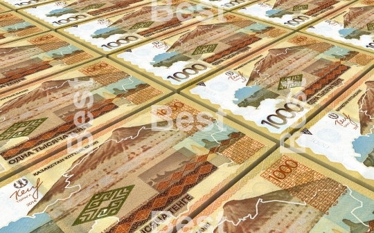 Kazakhstan tenge bills stacked background