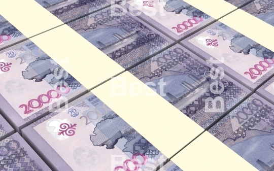 Kazakhstan tenge bills stacked background