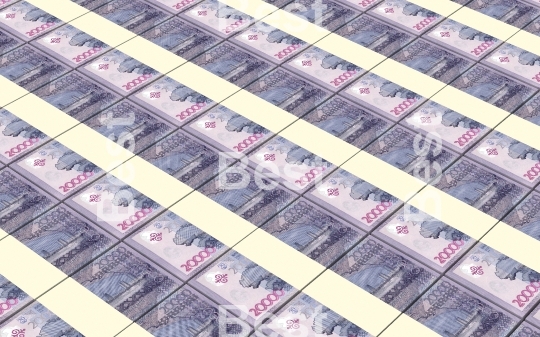 Kazakhstan tenge bills stacked background